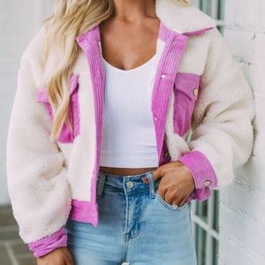 Never worn- faux fur and corduroy mix